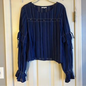 Tularosa long sleeve navy blouse slightly sheer size medium